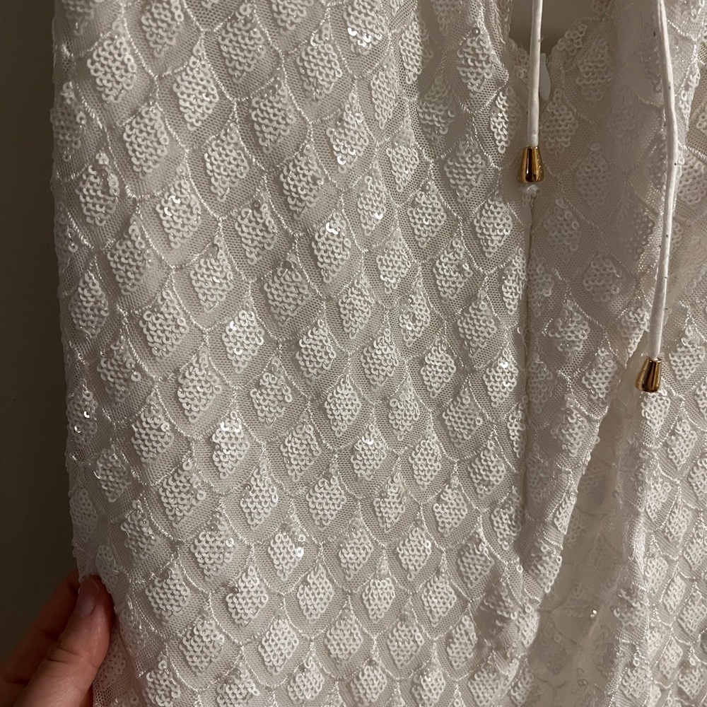 White Beaded Backless Dress - Picture 5 of 8